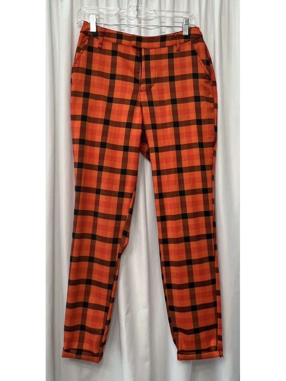 Hot Topic Orange Black Plaid Pants Women's Size Small Goth Punk